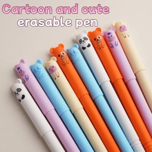 5/10 piezas de bolígrafos borrables con diseños de animales lindos, tamaño mediano, recargables, lavables, tinta azul/negra de 0.5 mm, de plástico, para útiles de oficina y escolares, regalos de maestros, estilo casual, útiles escolares, de vuelta a la escuela