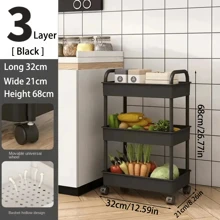 3 Layer/ 4Layer Plastic Rolling Utility Cart With Handle Storage Trolley For Office, Living Room, Kitchen, Movable Storage Organizer With Wheel