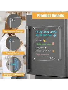 1pc Magnetic Acrylic Memo Board Set - Multi Functional Weekly Plan And Refrigerator Storage Box, Kitchen/Office Refrigerator Notepad, Weekly And Monthly Plans, Reusable Shopping List And To-Do List Manager, Transparent Note Holder, Can Be Used For Notes, Messages, And Writing, Erasable, Can Be Used As A Magnetic Refrigerator Sticker, Equipped With 6 Whiteboard Pens - Multicolor - View 2