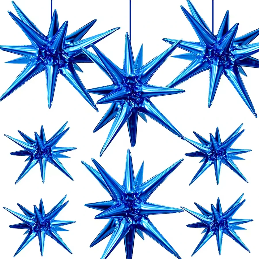 14-Point Star Explosion Metallic Balloon 22 Inches (56cm) - 藍色 - 查看 1