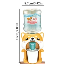 1 件装儿童迷你饮水机卡通猪狗儿童饮水机饮水喷泉玩具 - 粉色 + 黄色水机角色扮演厨房用品适合女孩男孩桌面饮水机儿童礼物