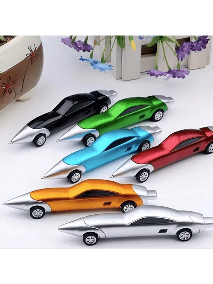3 支装新奇赛车设计圆珠笔，便携式创意笔，办公和学校用品，颜色随机