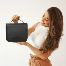 Necessaire Jacki Design Organizadora de Viagem C/ Gancho Maquiagem Higiene - Preto - Visão 2