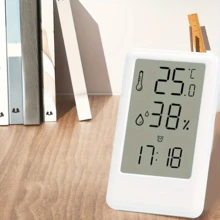 1 件桌面温湿度闹钟，现代简约壁挂式温度计湿度计，12/24 小时时间显示，带大屏幕显示 - 彩色 - 查看 4