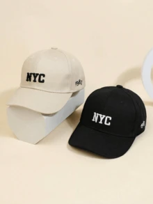 2 chiếc mũ bóng chày thường ngày cho trẻ em Unisex, thêu logo NYC, mũ có vành che nắng ngoài trời màu trơn - Nhiều màu - Xem 5