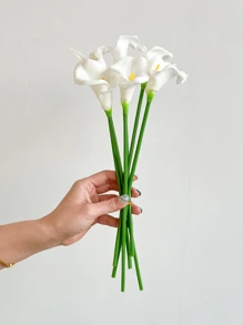 12Pcs/6 Pcs/1Pc White Artificial Calla Lily Flower 40 Cm Imitation Flowers PU Fake Flowers Calla Lily Artificial Bouquet For Home Wedding Decor, Indoor &Outdoor Decor, Garden Decor, Party Decor, Bohemian Style Decor, Festivals Party Decor, Mother's Day Birthday Celebration Daily Date Gift