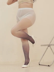 1 Par de Meia-Calça Sexy com Decoração de Estrelas Ombré para Mulheres, Meia-Calça Adequada para Todas as Estações