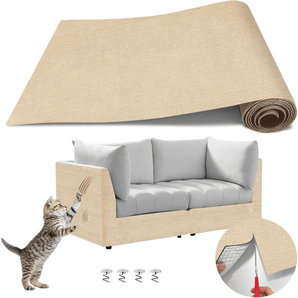 Protecteur de meuble anti-rayures pour chat, Tapis anti-rayures adhésif pour chat pour meubles, Garde anti-griffure pour mur, sol, tapis de chat avec dispositif de fixation