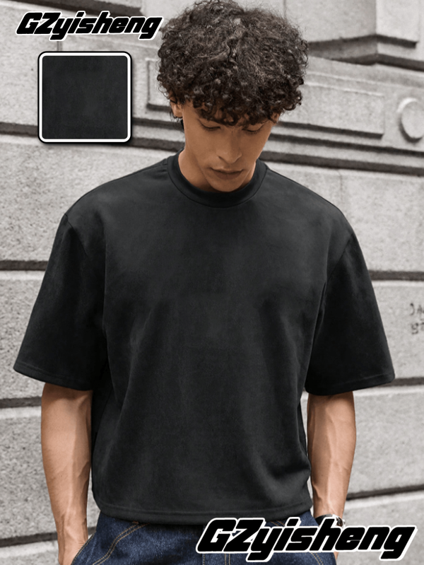 Vintage Loose Fit Lightweight Comfortable Street Fashion Solid Color Short Sleeve T-Shirt For Men, Spring/Summer