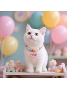 2pcs Cat Beaded Necklace Cute Highly Attractive Rhinestone-Studded Dog&Cat Collar Decorative Item For Photo-Shooting Necklace Resistant To Cat Bites&Licks(Katzen Halsband,Halsband Katze)