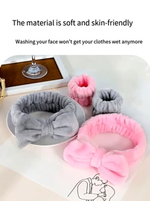 1 pièce Ensemble de serre-tête et bracelet à nœud unicolore pour femmes, accessoires capillaires simples, serre-têtes, élastiques à cheveux