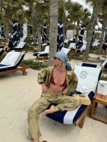 HZXVIC 女士新款秋季扎染休闲度假翻领衬衫配抽绳腰带高腰裤套装 春季 - 橄欖綠 - 查看 9