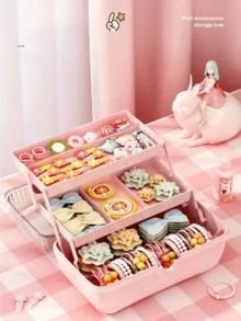 Bow Hair Accessory Organizer Box, Cute Hair Clips, Pins, Jewelry, Makeup Item Dust-Proof Storage Box ,Jewellery Box,Pouch,Makeup Brush Holder,Brush Holder,Perfume Organiser,Pouch Bag - Multicolor - View 5