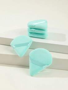 Princess Rose Juego de 5 borlas de polvo en forma de triángulo verde estilo princesa rosa para polvos sueltos, suaves y adhesivas, maquillaje, decoración de habitaciones, tocador, viajes, dormitorio, accesorios de maquillaje, borlas, difuminador de maquillaje, borlas de polvo, esponjas de maquillaje, regalos, regalos para mujeres, regalos de Navidad