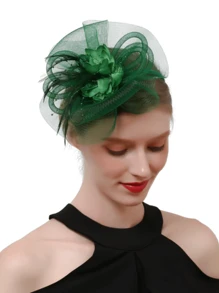 1 Piece Women's Feather Mesh Flower Fascinator With Headband And Clip Wedding Tea Party Kentucky Derby Fascinator Hats