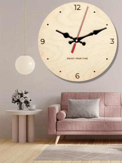 Chic Wooden Wand Klok Silent Quartz Movement, Battery Operated, Perfect Living Room, Bedroom, Kitchen, Office ation Moderne Home Holiday Ideal Birthday (AA Batteries Not Included) Room view 5