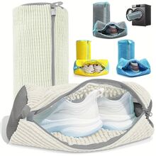 1个耐用鞋类洗衣机袋，适用于所有鞋型 | 内里柔软蓬松的保护性洗衣袋，轻柔洗涤运动鞋和休闲鞋，防止勾丝和异味，速干网布，春夏换季衣橱收纳好帮手，旅行必备洗衣袋，居家洗衣必备 - 白色 - 查看 2