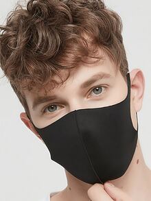 2个针织防尘防水透气口罩冰丝口罩黑色口罩防水防尘 - 黑色 - 查看 3