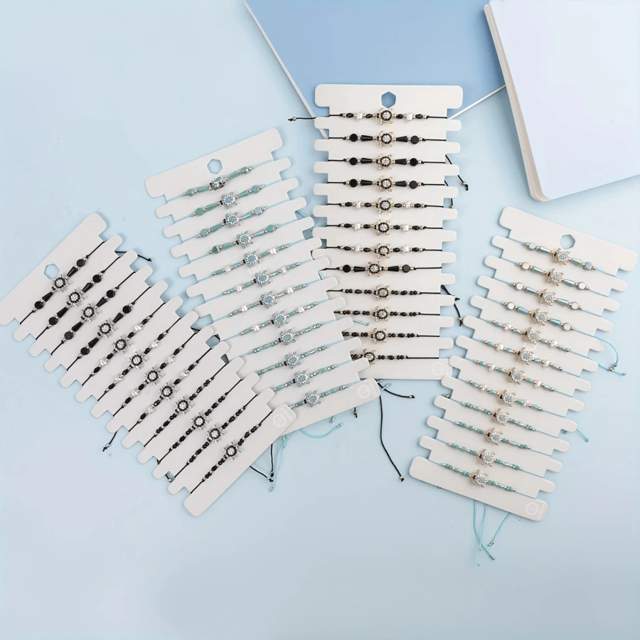 12pcs/Set Adjustable Boho Charm Bracelet With Colorful Metal Sea Turtle, Beads, Faux Pearl, Versatile Jewelry For Women And Men, Suitable For Wedding, Photo Shooting, Daily, Beach, Travel, Party, Ideal Gift For Women, Graduation, Mother's Day - Multicolor 21 - View 1