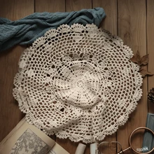 1 pieza Mantel de encaje a ganchillo vintage hecho a mano, decoración de textil hueco para el hogar/sala de estar/mesa de café, cubierta antipolvo