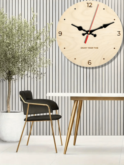 Chic Wooden Wand Klok Silent Quartz Movement, Battery Operated, Perfect Living Room, Bedroom, Kitchen, Office ation Moderne Home Holiday Ideal Birthday (AA Batteries Not Included) Room view 6