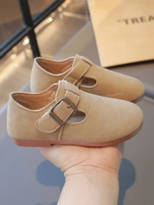 1 Pair Kids' Vintage Solid Color Soft Bottom Flat Shoes, Lightweight And Non-Slip, Suitable For Holidays, Everyday Wear, Fashion And Comfortable Walking Shoes. Suitable For Outdoor Activities And Casual Wear, Hook And Loop Closure, Suitable For Boys And Girls For All Seasons. - Khaki - View 7