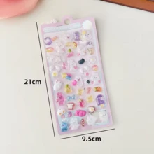 Glow In The Dark Stickers Kawaii Animals 3D High Relief DIY Stickers - Pink - View 1