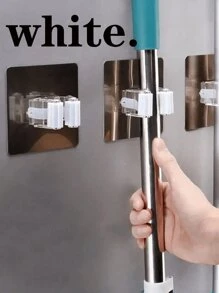 8/4/1 pièce Support de balai sans perçage, étagère adhésive à balai forte, crochet adhésif en plastique jetable pour balai et vadrouille, support mural pour balai, pince à vadrouille transparente, convient pour la salle de bain, la cuisine, la chambre, le salon afin de ranger le balai, la vadrouille, le balai à poussière et d'autres outils de nettoyage, organise tous les articles sur bâton