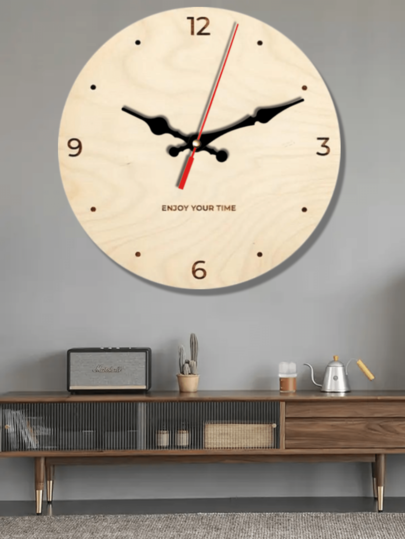 Chic Wooden Wand Klok Silent Quartz Movement, Battery Operated, Perfect Living Room, Bedroom, Kitchen, Office ation Moderne Home Holiday Ideal Birthday (AA Batteries Not Included) Room view 3