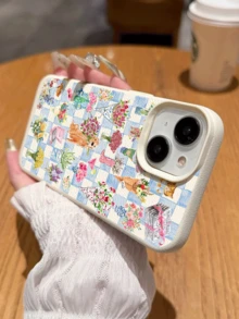 1个可爱蓝白格子金毛犬花纹防水防震防滑软手机壳，兼容及其他手机，防摔防刮，国际版，非国内版 - 彩色 - 查看 5