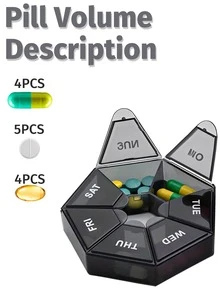 1pc 7-Day Pill Organizer With Separate Daily Compartments - Portable Travel Medication Box, Multifunctional Plastic Pill Storage Case - Suitable For Elderly And Busy People - For Travel And Home Use - Multicolor - View 8