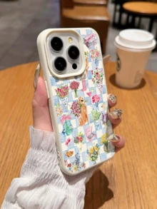 1个可爱蓝白格子金毛犬花纹防水防震防滑软手机壳，兼容及其他手机，防摔防刮，国际版，非国内版 - 彩色 - 查看 4