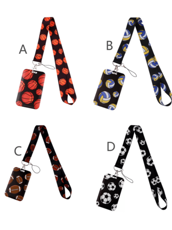 New Sports Card Holder With Lanyard, Football, Basketball Card Wallet, School ID, Bus Card, Work ID Holder