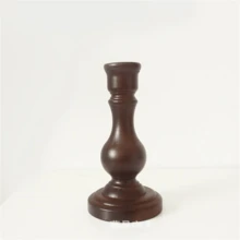 1pc Nordic Style Brown Wooden Candle Holder, High-End Home & Dining Table Candle Decor, Holiday Party, Gift For Friends & Lovers, Birthday Blessing - Multicolor - View 5