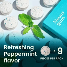 NeuroGum Energy Caffeine Gum (54 Pieces) - Sugar Free With L-Theanine + Caffeine + Vitamin B12 & B6 - Nootropic Energy & Focus Supplement For Women & Men - Peppermint Flavor (Packaging May Vary)