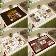 1 件咖啡图案印花吸水垫、浓缩咖啡机台面吸水垫、水槽排水垫、柔软水龙头垫、浴室水槽杯垫、厨房和浴室装饰 - 彩色 - 查看 1