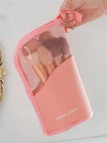 1 pièce Sac de rangement portable pour pinceaux de maquillage, sac à main imperméable d'été, sac cosmétique multifonction pour voyage, porte-pinceaux de maquillage grande capacité, organisateur de sac cosmétique de salle de bain, organisateur de maquillage, boîte de rangement de parfum, support pour pinceaux de maquillage, décoration idéale pour la maison, cadeau pour la fête des mères, cadeau pour les amis et les enseignants, cadeau pour la demoiselle d'honneur, fournitures de voyage, accessoires de voyage, accessoires de croisière, produits de première nécessité, accessoire de coiffeuse