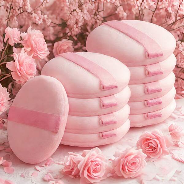 Set de 10 esponjas maquillaje suaves de terciopelo - Esponjas de maquillaje con superficie de terciopelo de 2.16 pulgadas de diámetro, aplican el polvo de manera uniforme, aptas para polvos sueltos, cara y Body - Suaves y amigables con la piel, reutilizables