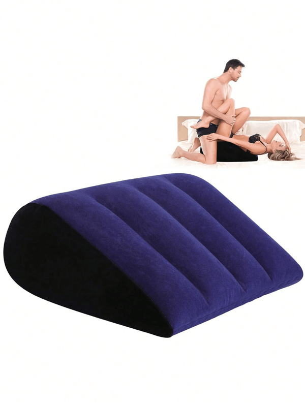 SM Product, Sex Toys, 1pc Soft & Comfortable Inflatable Wedge Pillow - Ergonomic, Non-Electric, PVC Material, Blue With Black Base - Ideal For Couples' Emotion