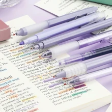 高吸引力按压笔同色多巴胺学生速干中性笔0.5毛笔问号笔套装ST黑色笔返校