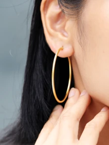 1 Paar 925er Sterling Silber 18 Karat Vergoldete einfache Kreisförmige Creolen, minimalistischer Stil für Frauen, geeignet für Partys, Bankette, Dates und den täglichen Gebrauch