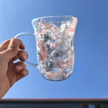 1 Set Of 300ml Novel Double-Layer Dried Flower With Handle Double-Layer Glass Cups, Multiple Colors To Choose From, Bell Cup Type, Insulated And Heat-Resistant Transparent Coffee Cups, Breakfast Milk Cups, Gift For Girlfriend And Boyfriend