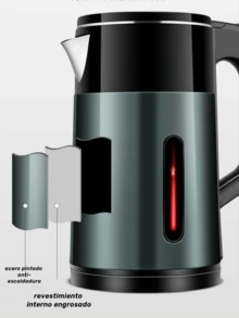 Hervidor eléctrico interior de acero inoxidable, hervidor eléctrico de 2,0 L, apagado automático y protección contra sobrecalentamiento - Verde - Ver 6