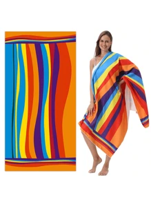 Dickhandtuch aus Frottee, hochabsorbierend, Strandtuch, Erwachsenen-Badetuch mit Digitaldruck, schnelltrocknend, Strandutensilien, Strandaccessoires, Schwimmhilfe