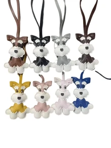 1pc Schnauzer Dog Leather Keychain, Creative Pet Charm Bag Accessory, Cute Dog Pendant, PU Leather Cartoon Dog Keyring, Small Gift