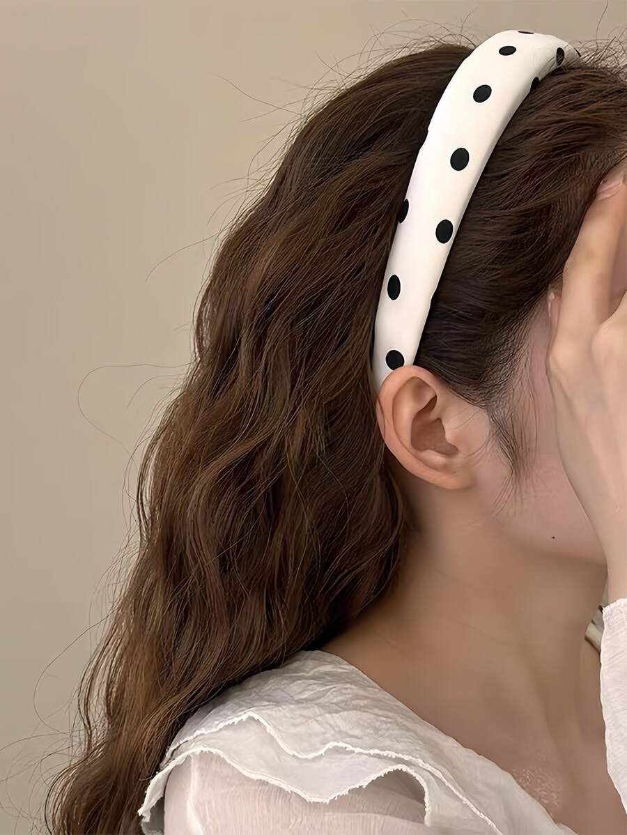 Diadema con estampado de lunares, un nuevo accesorio de cabello versátil para mujeres, un accesorio y diadema especial para lavarse la cara con una diadema de tela con parte superior de calavera