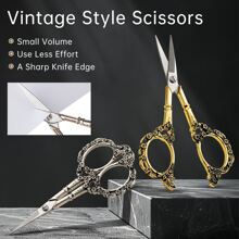 1pc Stainless Steel Classical Plum Blossom Scissors, Vintage Tailor Embroidery Fabric Sewing Craft Shears, Household Window Flower Fray Thread Sewing Accessories, Tea Art Scissors