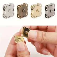 5/10/12/20 Pairs DIY Magnetic Buttons, Cartoon Magnetic Invisible Snap Buttons For Sewing, Plum Blossom Magnetic Buttons, Sewing Buttons, Metal Invisible Sewn Buttons, Wallet Latch Fasteners - Silver - View 5