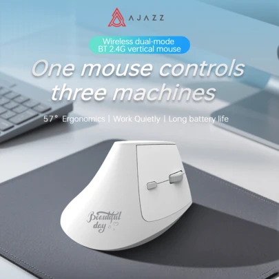  Ratón inalámbrico ergonómico AJAZZ I300, ratón vertical de oficina para computadora con modo dual Bluetooth
