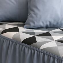 Printed Double Bedspread 03 Pieces With Ruffle And Pillowcases - Soft Light Immediate Shipping